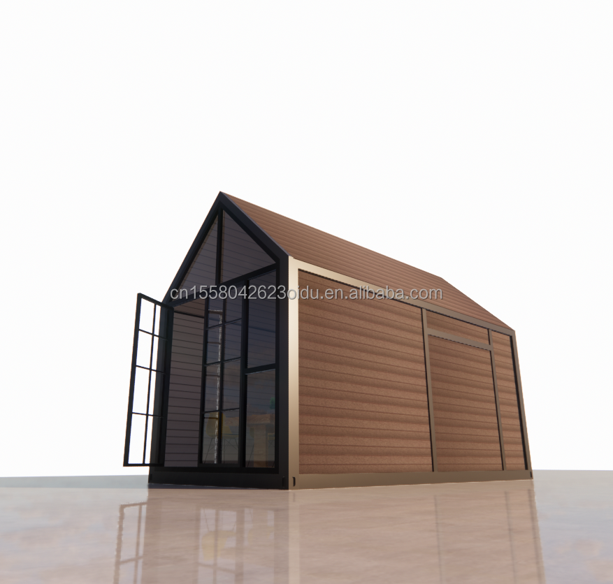 Triangular log house 20ft Folding Shipping wood house with 100mm Wave Sandwich Panel Walls and Aluminum Alloy Windows
