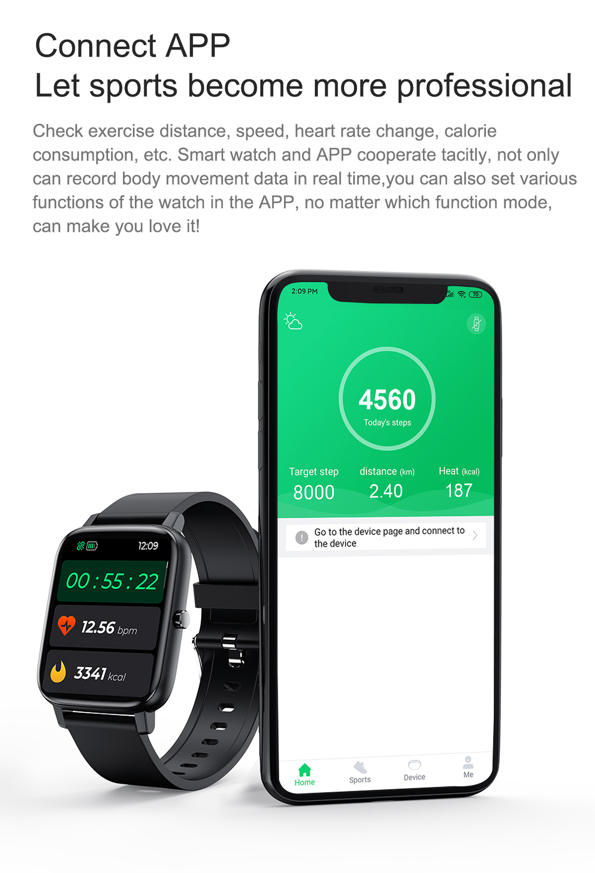 Touch Screen Wristwatch 1.69inch Fitness Tracker Smart Watch