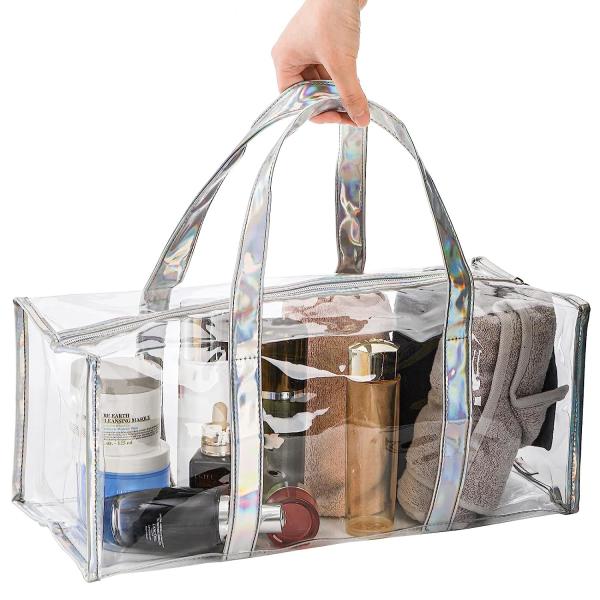 Tote Bag for Women Clear Gym Bag PVC Beach Bag Sports Duffel Bag with Durable