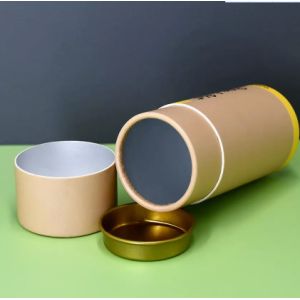  Customized Cardboard Cylindrical Packaging Box With Metal Lids Inside Manufactures