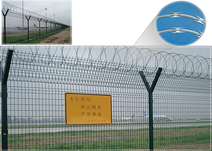 Galvanized Steel Airport Security Fencing / Security Fence For Nuclear Power Station