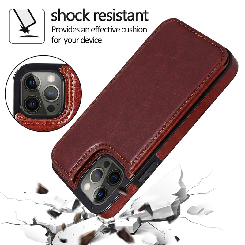 PU Leather Kickstand Phone Case Wallet with Card Slots and Lightweight Design