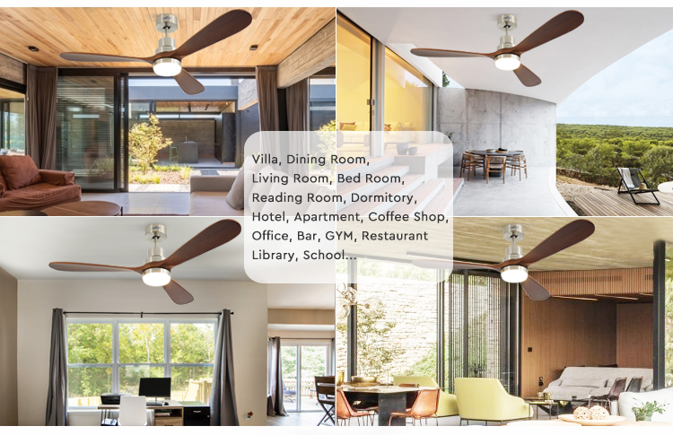 52 Inch 5 Speeds LED Ceiling Fan Lights with 15cm Suspender Length and Dimmer Support