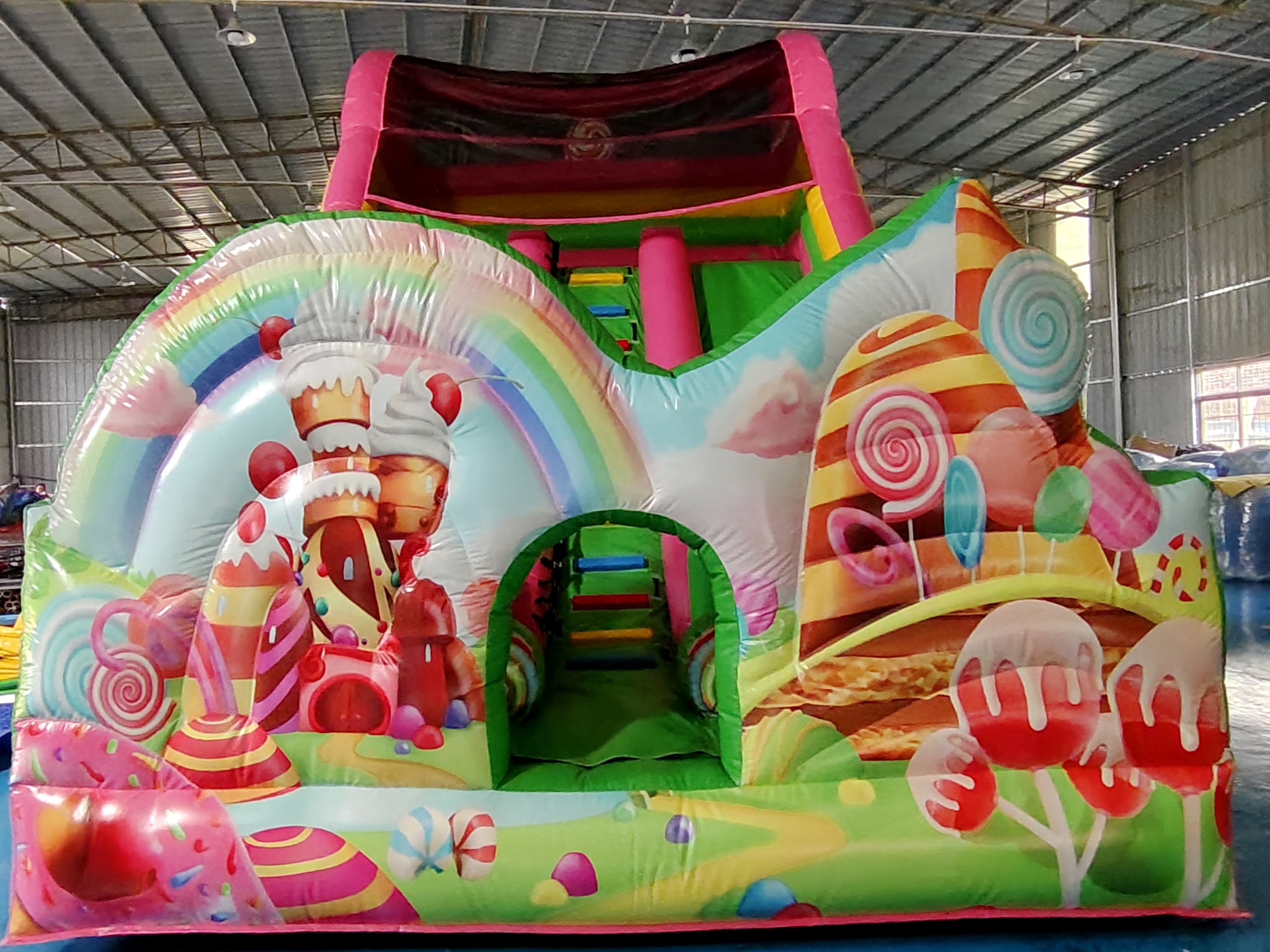 Amusement Park Inflatable Dry Slides Candy House Inflatable Slides Castle For Kids