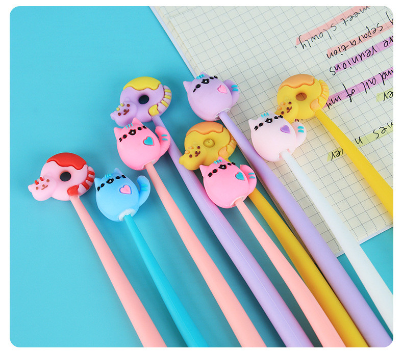 Cute Cartoon Silicone Gel Ink Pens Cartoon Animal Writing Pens 0.5 Mm Assorted Styles Pens Stationery For Office Present