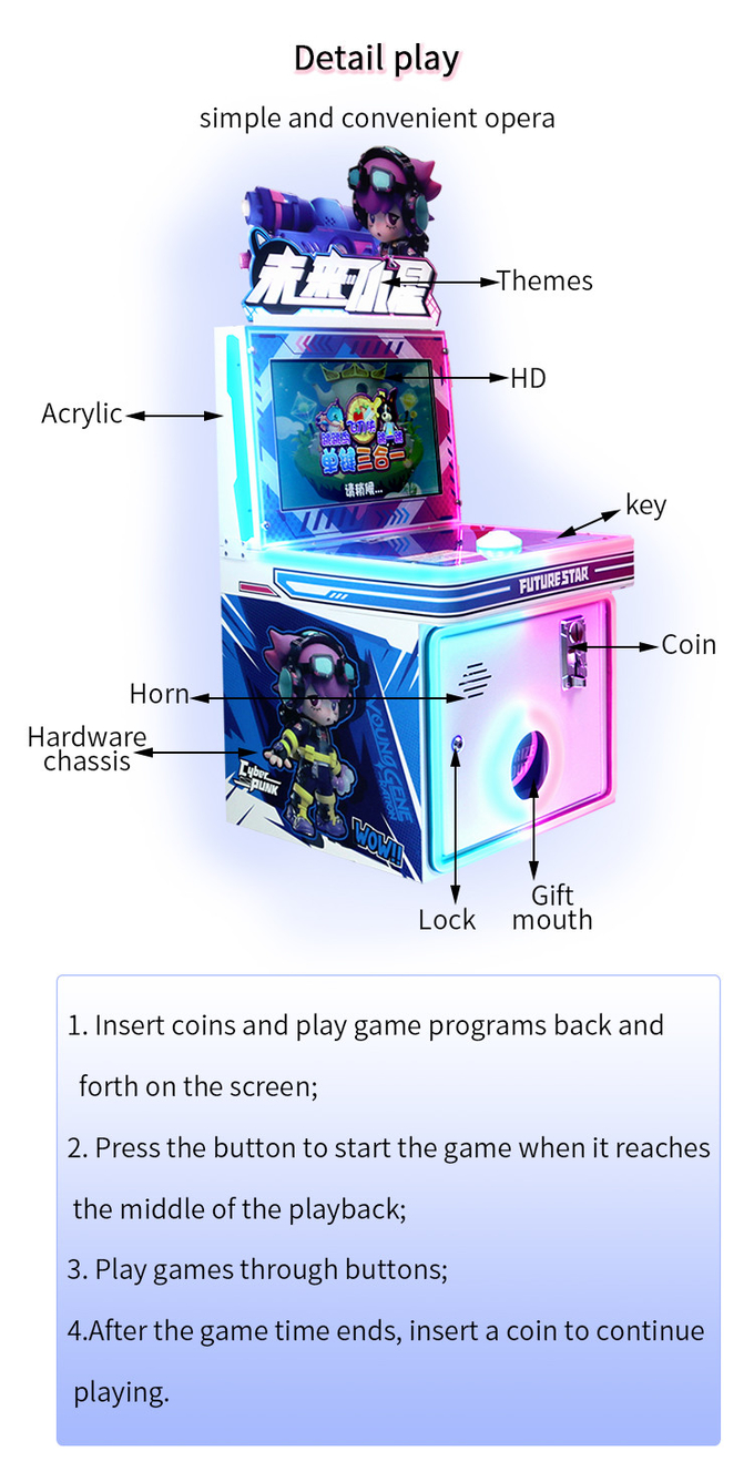 Children's Coin-operated Arcade Button Game Machine China Original Manufacturer