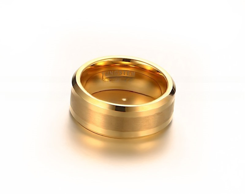 Jewelry Type 18k Gold Tungsten Rings for Men and Women Matte Finish High Polished Beveled Edges Comfort Fit Wedding Bands