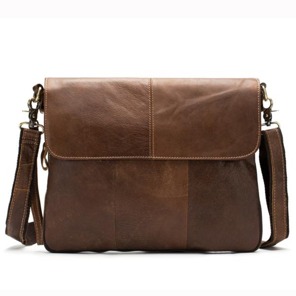 Laptop Briefcase For Men Genuine Cow Leather Handbags Male Shoulder Bag Retro