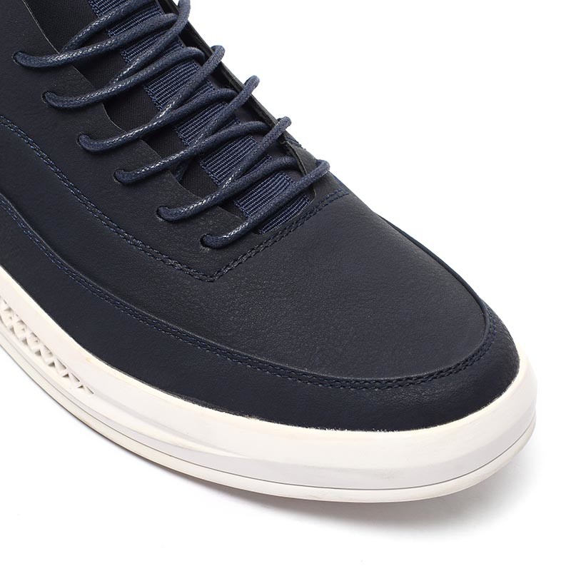 Dark Navy Mens Leather Casual Shoes Antiskid Rubber Outsole