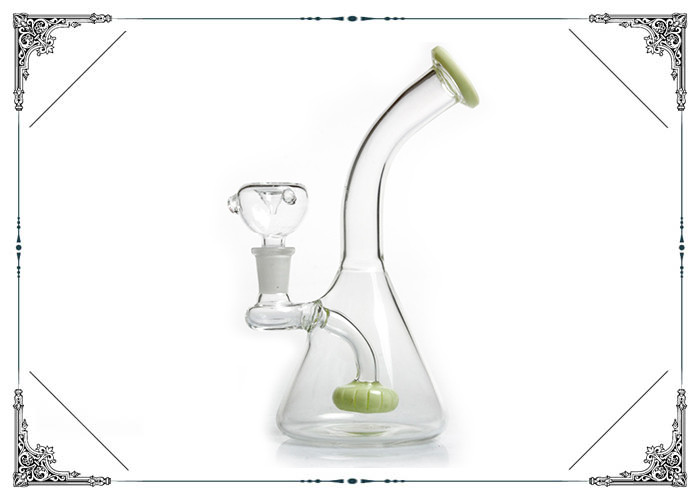 Mini Beaker Smoking Pipe Borosilicate Glass Material With Colorful Mouth Piece