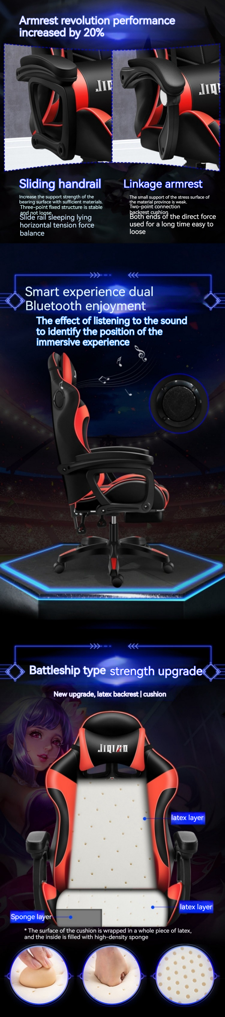 Swivel Seat Office or Gaming Chair with Lumbar Support Height Adjustable and Headrest