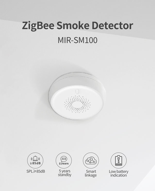 15dBm Zigbee Smoke Detector 85db Tuya Smoke Detector Home Assistant