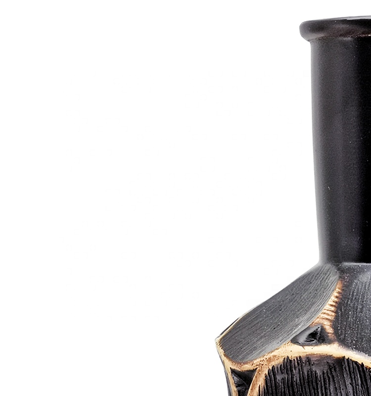 High quality creative bottle shape black luxury Polyresin vase for party table decor