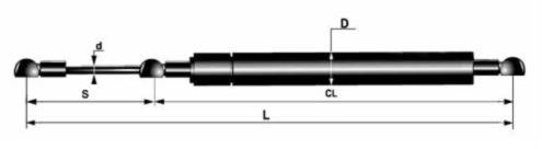 Compression Nitrogen Gas Spring Cabinet Gas Strut With Metal Ball Docketed End Fitting