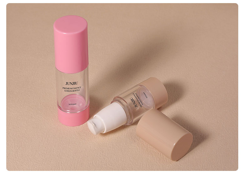 50ml Cosmetic Airless Pump Bottle Round Shape Dual Chamber Airless Bottle For Facial Cream Serum