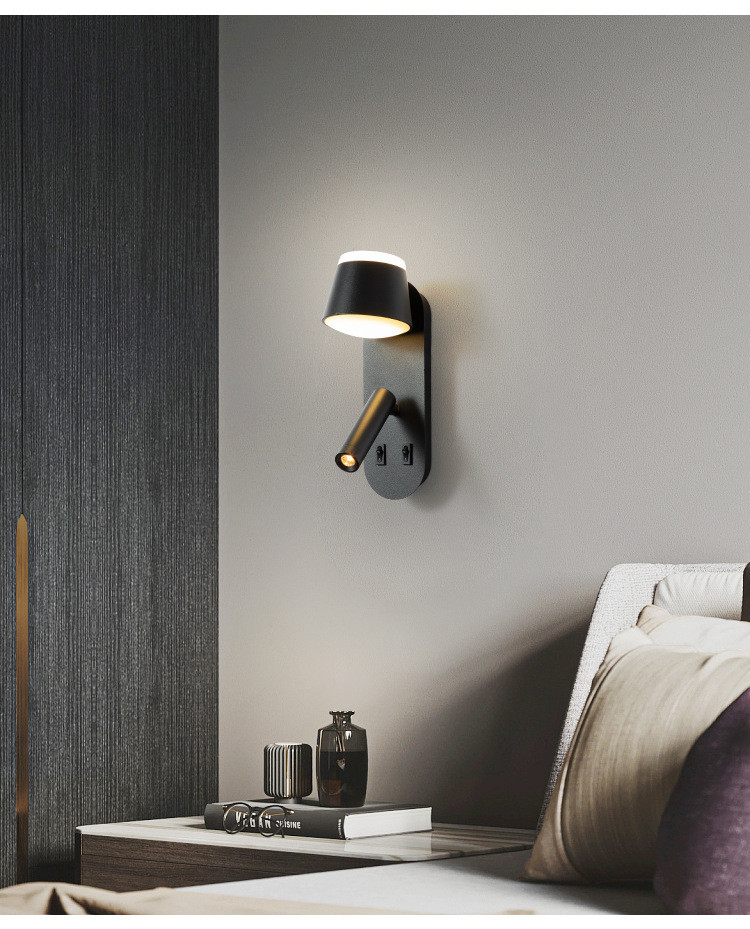 Bedside wall lamp acrylic atmosphere light bedroom flexible wall lamp home villa headboard reading light hotel