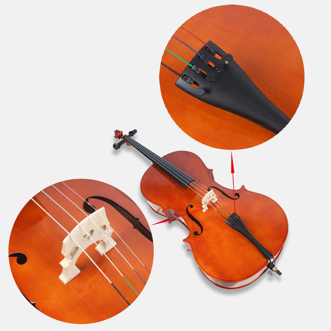 Cello Cla-7/Middle Grade Cello/Full Size Cello (CLA-7) Cello strings are mainly made of nylon and high carbon steel stri