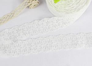  Floral Bridal Embroidered Lace Trim For Wedding Dress , White Cotton Net Lace Trim Manufactures