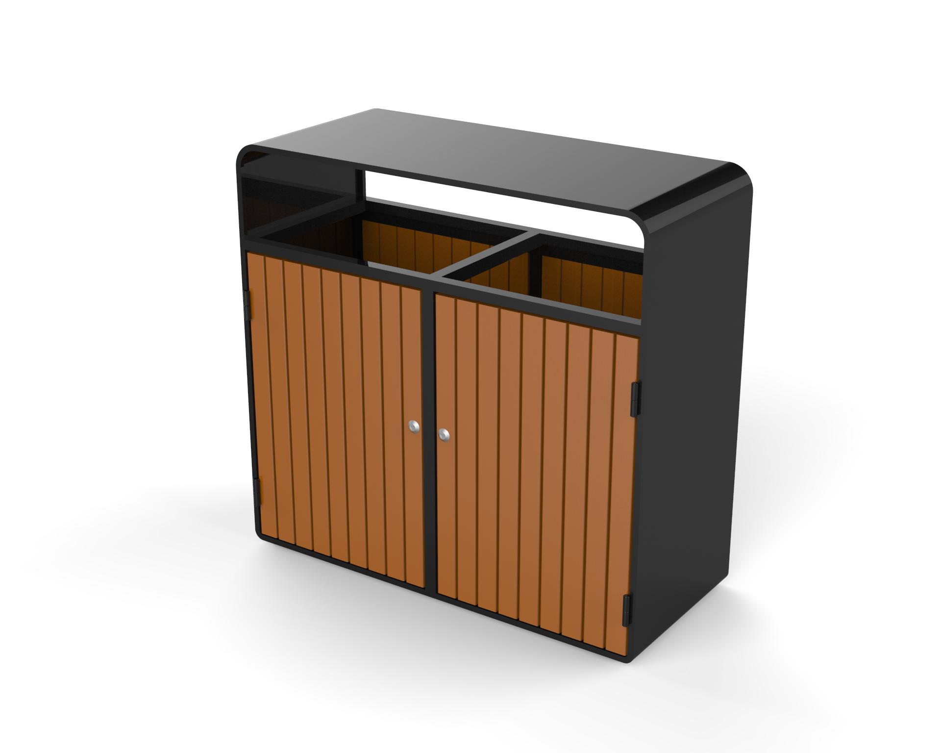 park wooden double dustbin