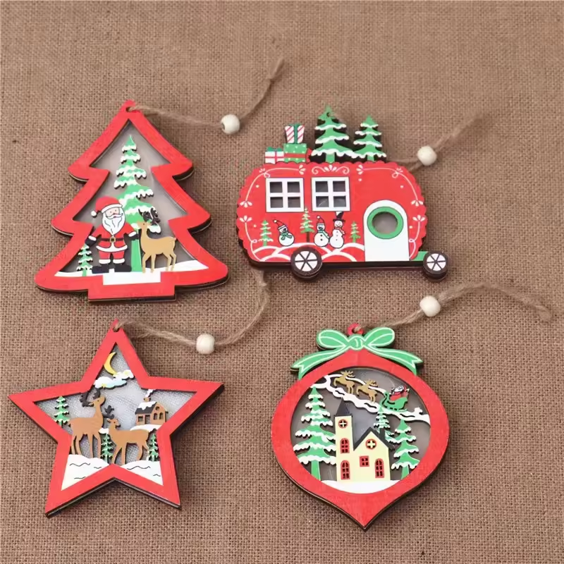 2024 New wooden Christmas decorations Christmas decorative lights