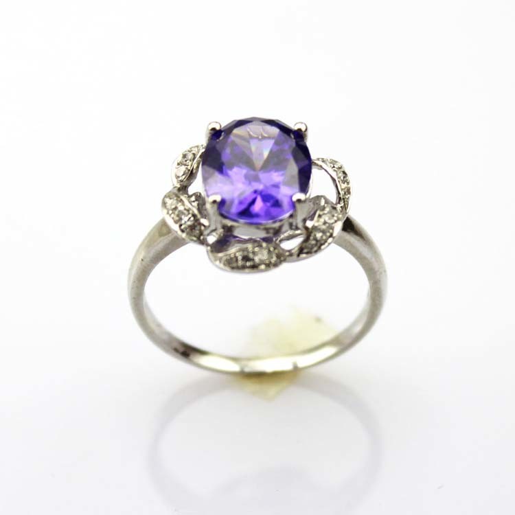 Women Jewelry Pink Cubic Zirconia 925 Silver Ring (R232)
