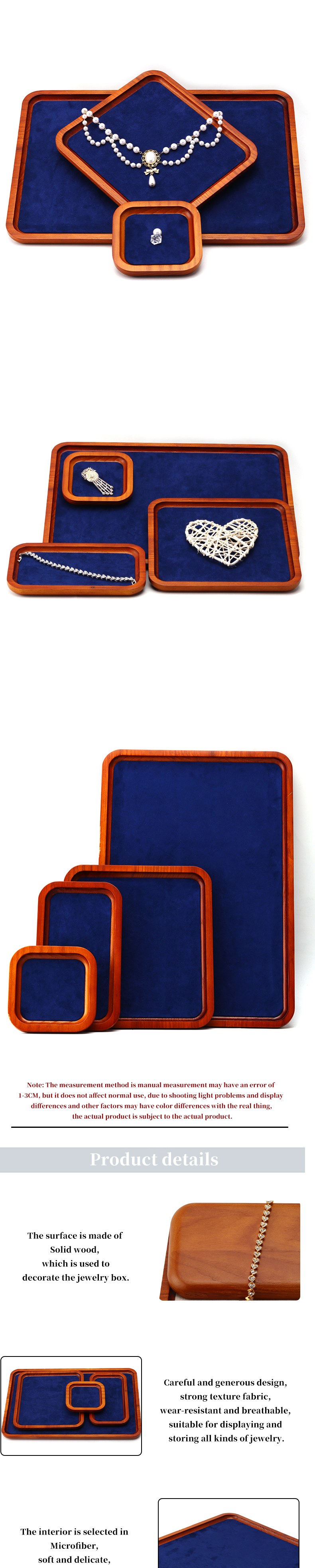 Solid Wood Luxury Jewelry Display Props Navy Super Fiber Lining for Jewelry Exhibition