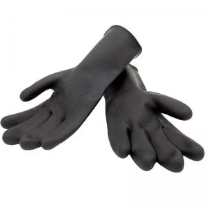 China Latex Heavy Duty Industrial Rubber Gloves Solvent Resistance Flock Lined Rubber Gloves on sale