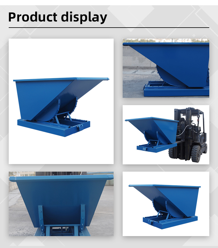 Outdoor Forklift Self Dumping Hopper Bin Steel Tipping Bin Customized Size Color