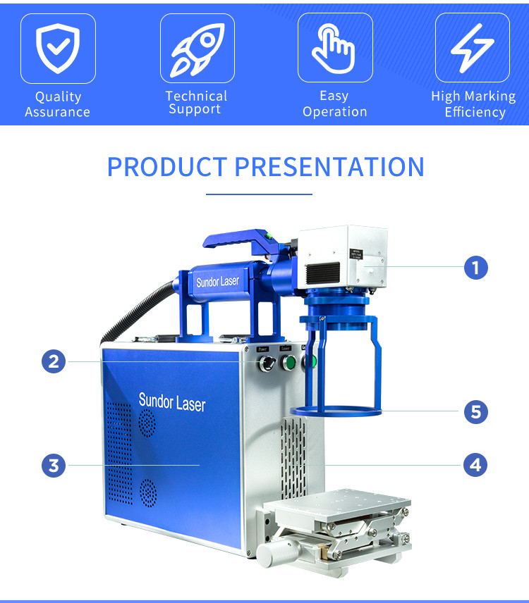 Black Anodized Aluminium 50W Raycus Fiber Laser AC220V 50HZ 2A