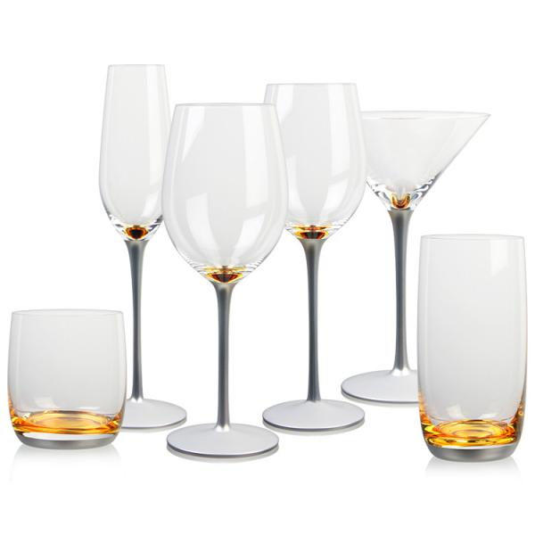 6pcs Festive Glass Christmas Champagne Flute Electronic Color Spray Wine Glass
