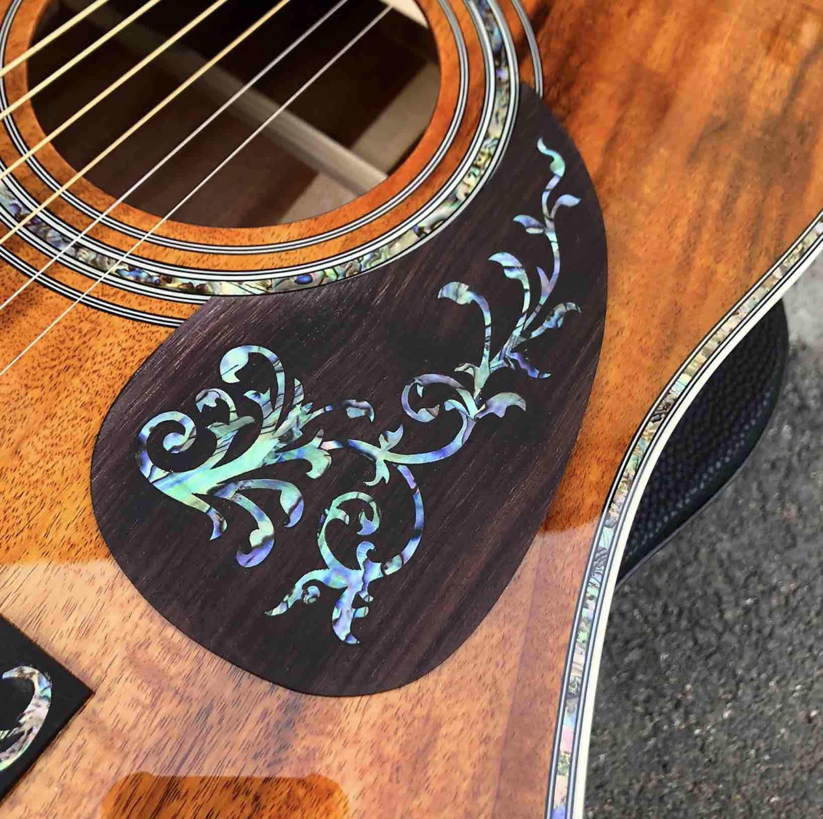 All KOA wood classic acoustic guitar,Flower Ebony Fingerboard,Real Abalone inlays and binding