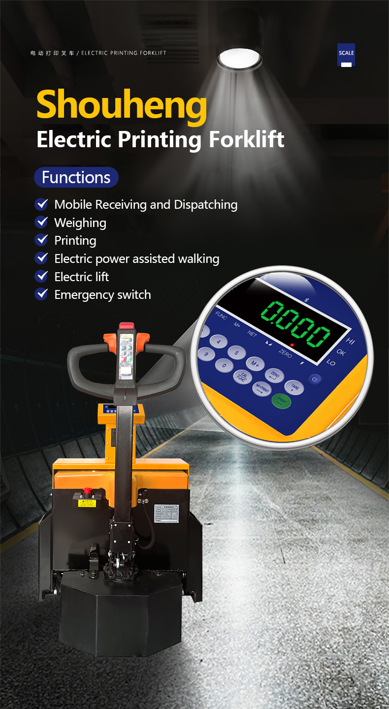 Electric Pallet Truck with Scale and LED Display Dead Weight 210KG SOHE Narrow 1-3t