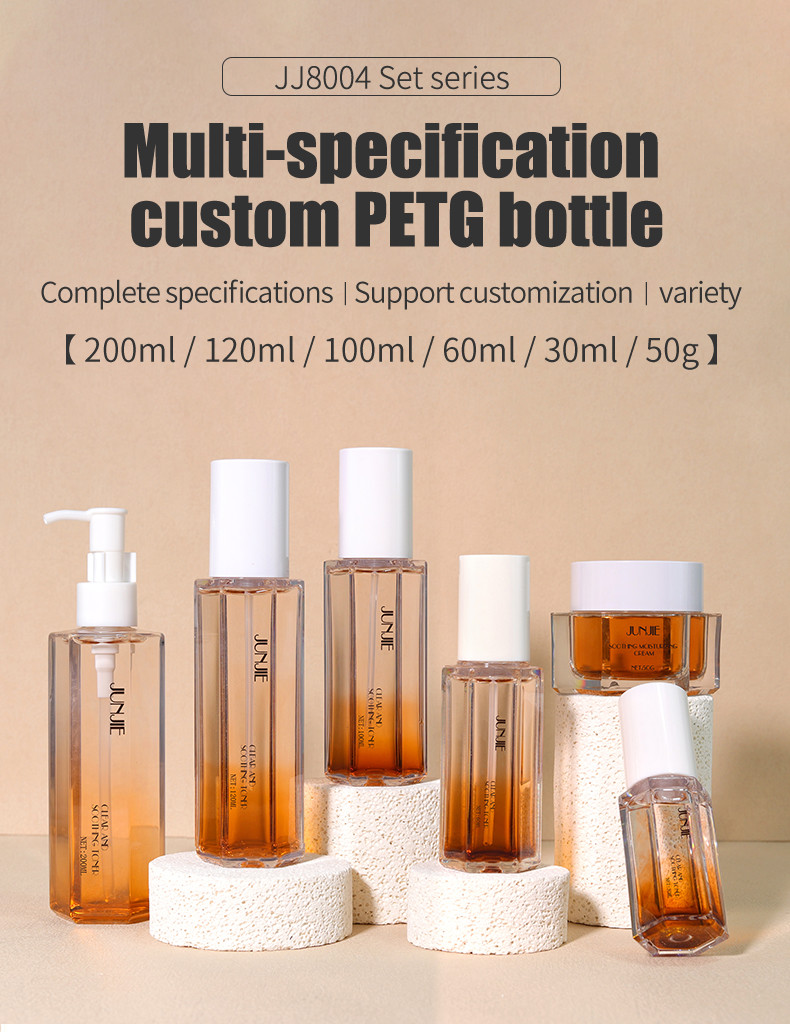 Luxury 100ml 120ml 200ml Cosmetic Packaging Plastic hexagon Lotion Bottle with Body Mist Spray Pump for Skin Care Packaging