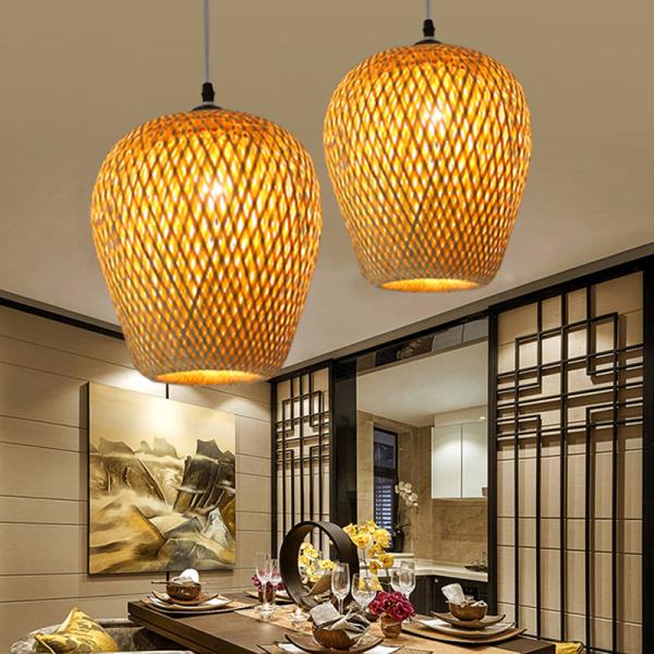 Chinese Hand Knitted Bamboo Art Pendant Lights Restaurant Caf Loft Hanging