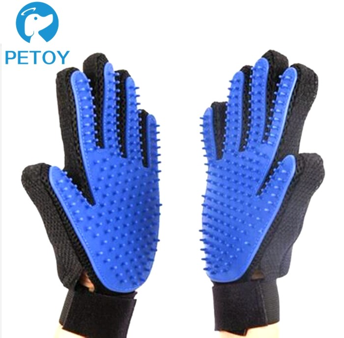 Massage Pet Grooming Glove / Efficient Pet Mitt Brush Customized Color