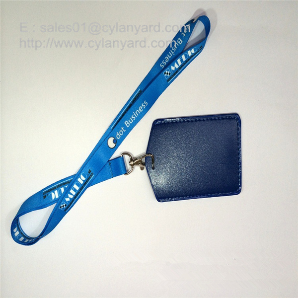 Custom sublimated full color lanyard with leather badge