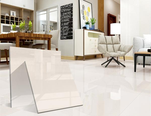 24X24' 9.5mm Polished Porcelain Tiles Plain Ivory Vitrified Soluble Salt