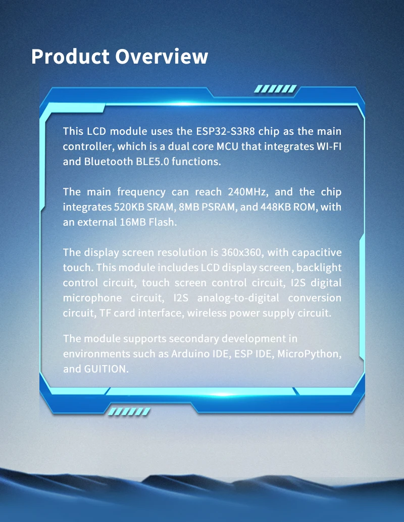 JC3636W518C 5V TFT HMI Display Module with 60° View Angle and Lightweight Design