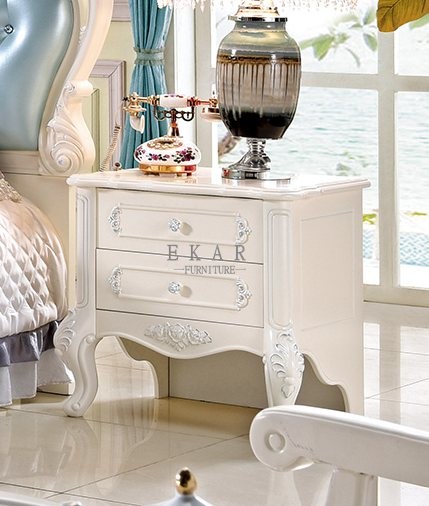 Antique Photo White French Style Wood Nightstand