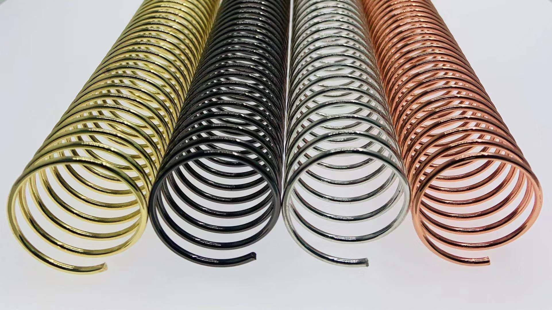 Shiny Gold Wire Diameter 2.0 Mm Metal Single Spiral Binding Coil Suitable For Notebook