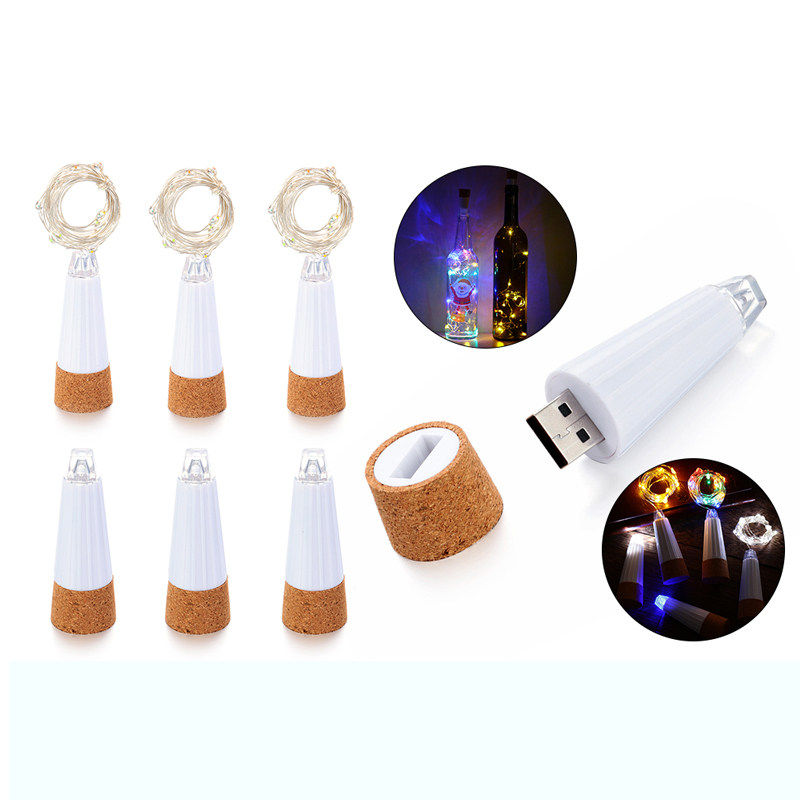 USB Rechargeable Powered LED Wine Bottle Fairy Lights Wedding Garden Decorative String Light Outdoor Lighting Garland Pa