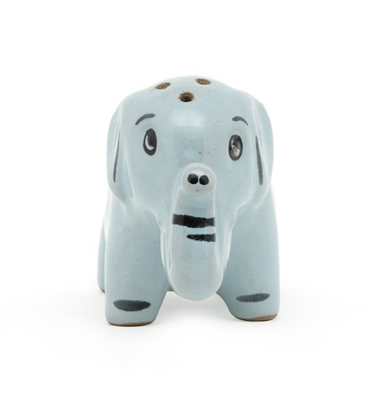 Blue 3d Animal Shaped Pottery Stoneware Salt And Pepper Shaker With Decal On Glaze