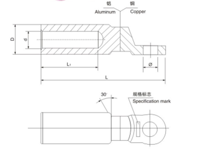 electrical application bimetalic compression terminal CAS copper cable lug