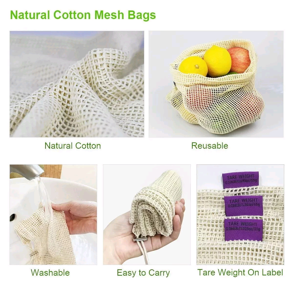Bpa Free Biodegradable 18x12" Organic Cotton Mesh Bag