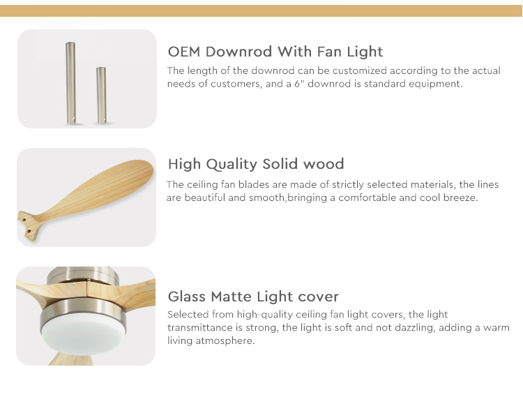 Contemporary LED Ceiling Fan with Wooden Blades Remote Control and Color Temperature