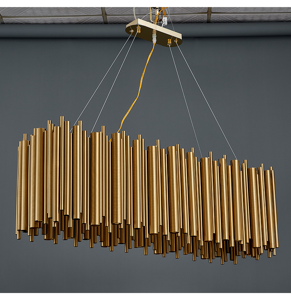 Luxury modern chandelier for dining room brushed gold stainless steel rectangle chandelier(WH-MI-311)