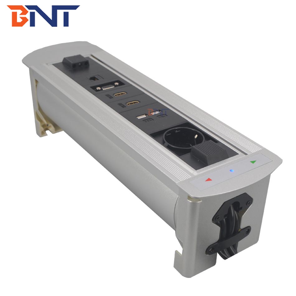 Office furniture motorized flip up desk power socket outlet with usb