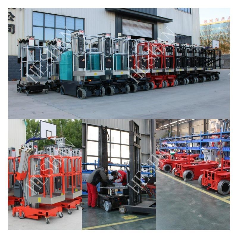 Vertical Aluminum Mast Lift Table Hydraulic Single Man Electric Lift