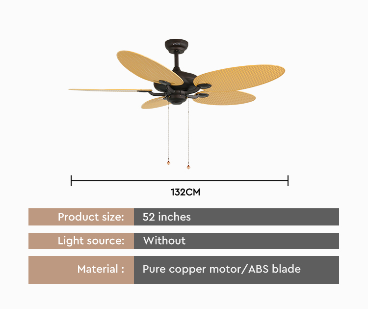 52 Inch AC Reverse Motor Air Cooling Ceiling Fan with Standard Wind Type and Timer