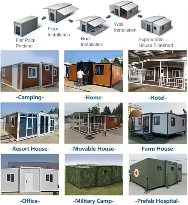 20ft 40ft Prefab Modular Foldable Expandable Container Homes Living House